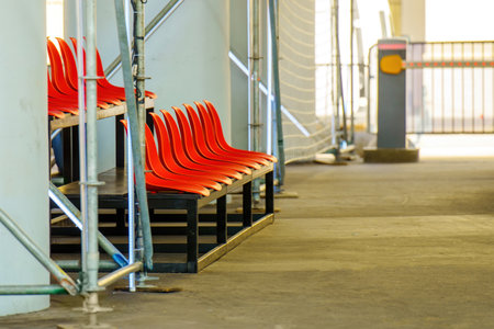 empty stadium captures the silence of unfulfilled potential, where anticipation of competition fades into solitude. A haunting reminder of the fleeting nature of interest in sportの写真素材