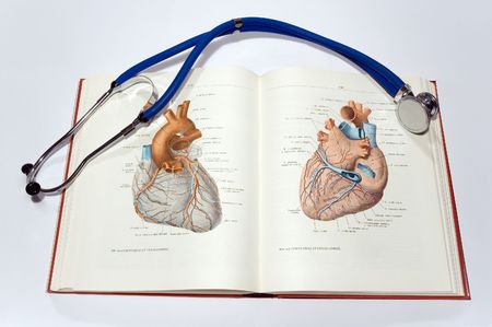 Textbook and stethoscopeの写真素材