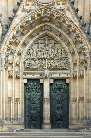 Entrance to the saint Vitus cathedral in Pragueの写真素材