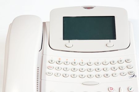 Display and keyboard of big desk gsm phoneの写真素材