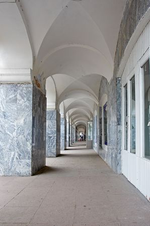 Prospect of a colonnade of an ancient buildingの写真素材