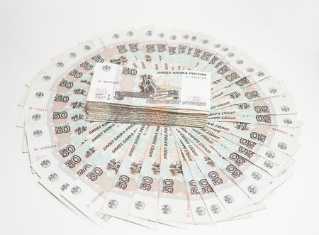 The Russian banknotes of denomination fifty roublesの写真素材