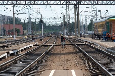 Railway. Rails. The end of platform.の写真素材
