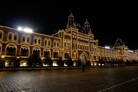 Red Square in Moscow. Night. Modern illumination of an ancient building.の写真素材