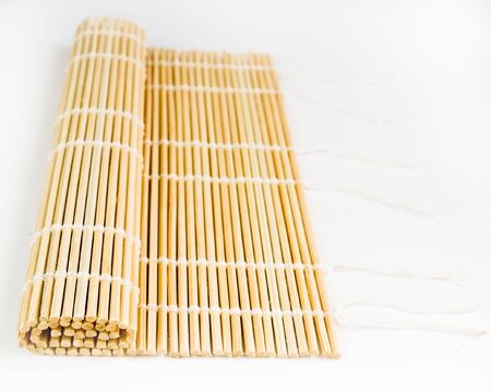 a small bamboo rug for cooking sushiの写真素材
