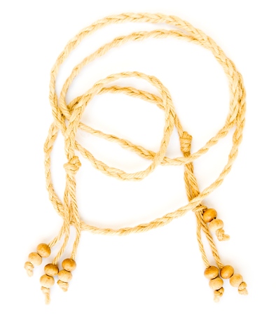 wicker a rope belt on a white backgroundの写真素材