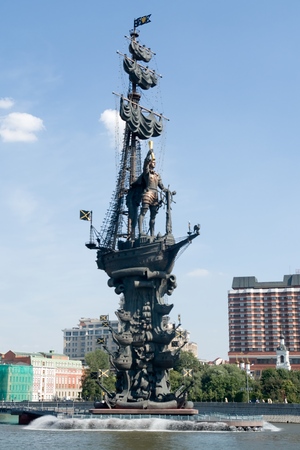 Moscow River. Large monument to tsar Peter the First.の写真素材