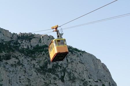 Cableway. Rope - way in the Crimean mountainsの写真素材