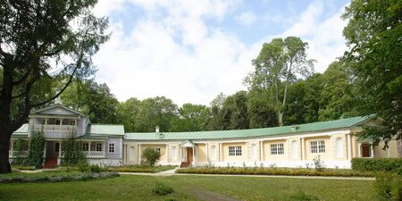 Rural landscape. The beautiful house on a green meadow.の写真素材