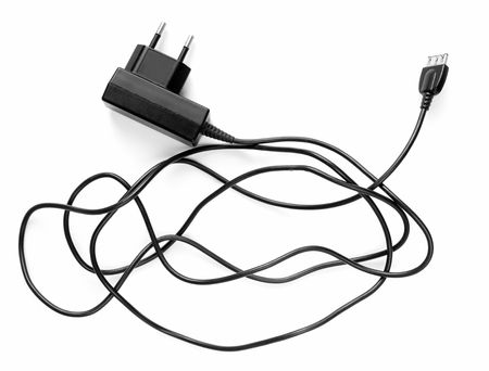 Mobile phone charger on a white background