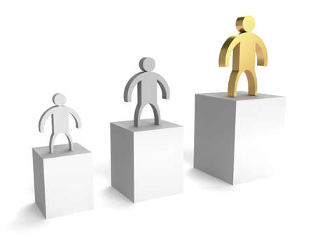 Leader. Abstract little men on a white background.の写真素材