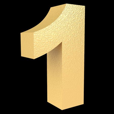 gold number one on a black backgroundの写真素材