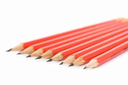 Stationery. The sharpen pencils on a white background.の写真素材