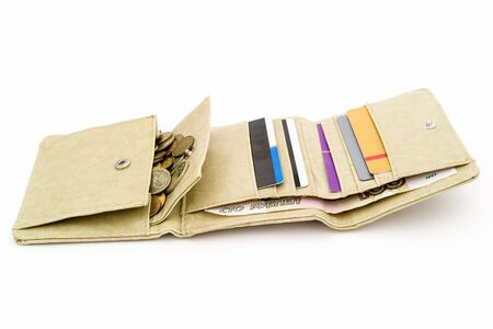 purse. leather wallet on a white background.の写真素材