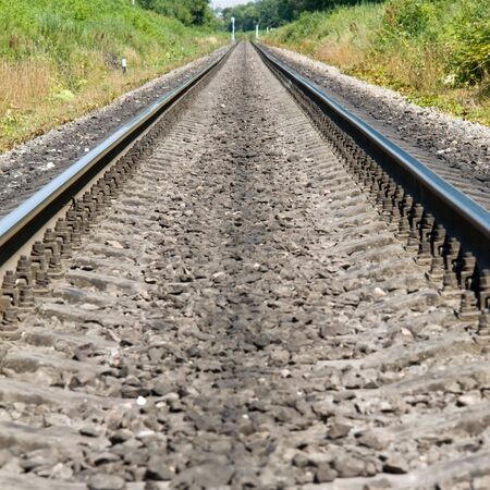 Summer. The railway. Rails converge at perspective.