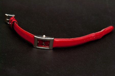 Stylish red watch on a white backgroundの写真素材