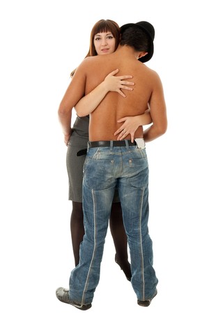 Man and woman. Loving couple on a white background.の写真素材