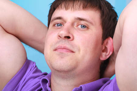 Portrait of young attractive man close upの写真素材