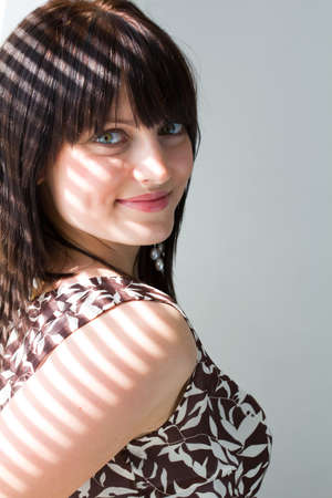 Close up portrait of happy young womanの写真素材