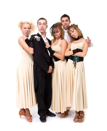 vampire family posing against isolated white backgroundの写真素材