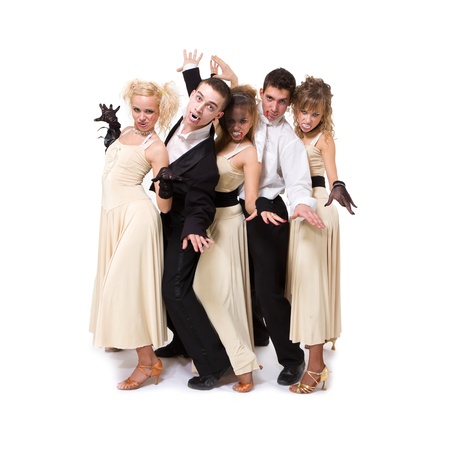 Young vampires posing against isolated white backgroundの写真素材