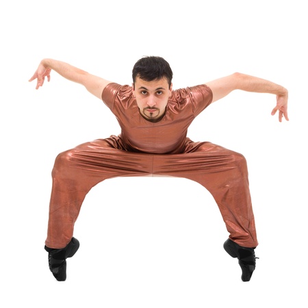 modern dancer showing some movements against isolated white backgroundの写真素材