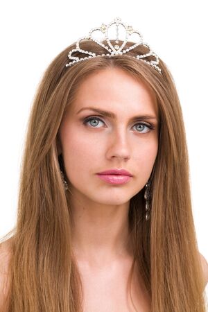 Close up portrait of beautiful girl with diademの写真素材