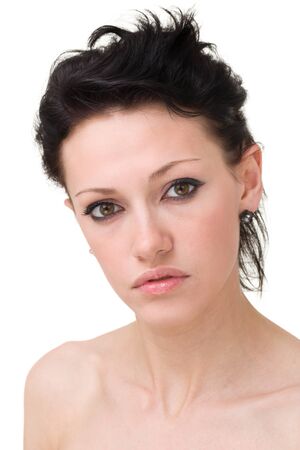 Young sensuality woman portrait against isolated white backgroundの写真素材