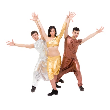 modern style dancers dancing on a white backgroundの写真素材