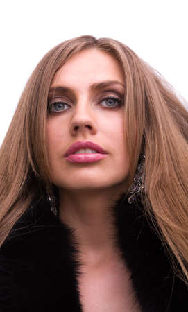 Young sensuality woman portrait closeup studio shotの写真素材