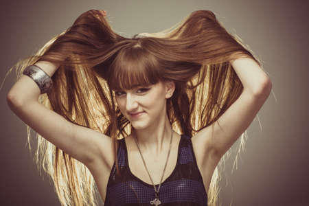 Beautiful Young Woman Retro Portrait  Vintage Styled の写真素材