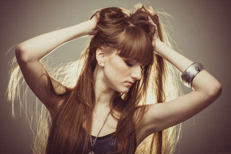 Beautiful Young Woman Retro Portrait  Vintage Styled の写真素材