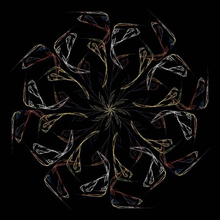 abstract floral fractal  pattern isolated on black backgroundの写真素材