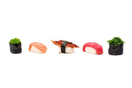 Sushi roll isolated on white close upの写真素材