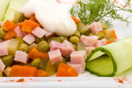 Photo of Salad with ham and vegetablesの写真素材
