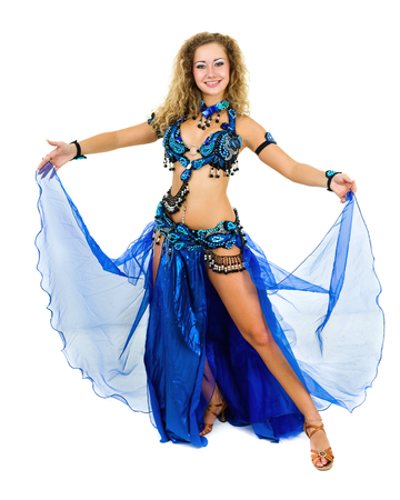 Belly dancer isolated on a white backgroundの写真素材