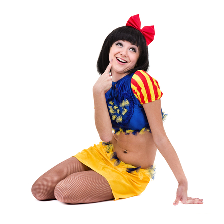 Carnival dancer girl posing, isolated on whiteの写真素材
