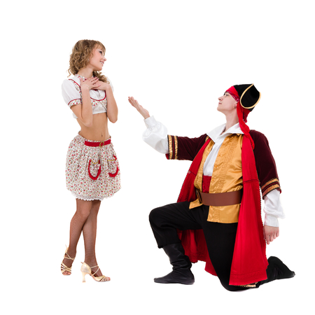 Couple ready to party on Halloweenの写真素材