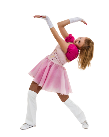 Carnival dancer girl posing, isolated on whiteの写真素材