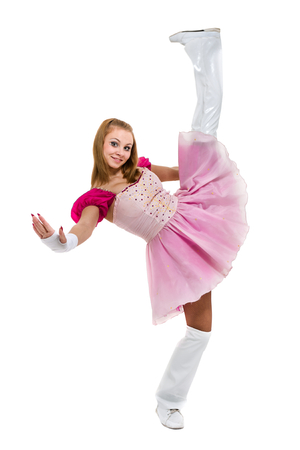 Carnival dancer girl posing, isolated on whiteの写真素材