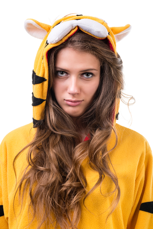 Girl dressed as a tigerの写真素材
