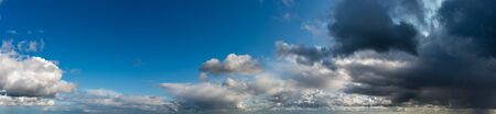 Fantastic clouds against blue sky, panorama