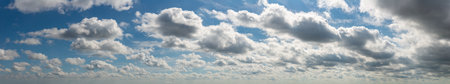Fantastic soft clouds, natural sky composition, wide panoramaの写真素材