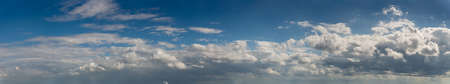 Fantastic soft clouds against blue sky, natural composition - panoramaの写真素材