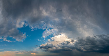Fantastic soft thunderclouds at sunrise, natural compositionの写真素材