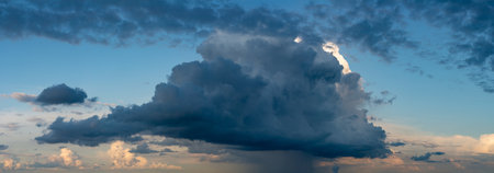 Fantastic soft thunderclouds at sunrise, natural compositionの写真素材