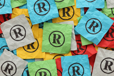 Colorful crumpled registered marks.