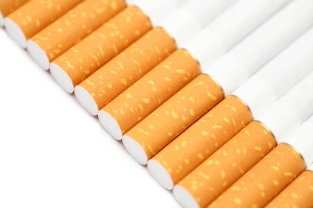 Close-up of filter tipped cigarettesの写真素材