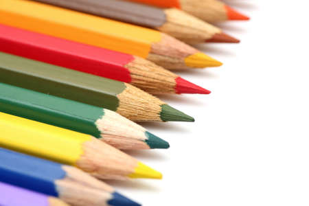 Crayons on white background. Close-up.の写真素材