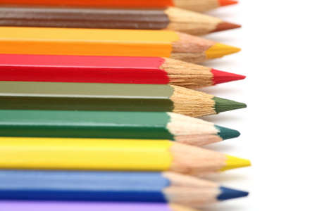 Crayons on white background. Close-up.の写真素材